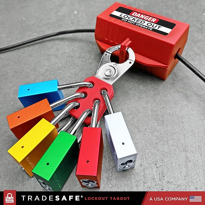 TRADESAFE Lockout Tagout Locks Set - 10 Yellow Aluminum Loto Locks, Lock Out Tag Out Padlocks Keyed Alike, 2 Keys Per Lockout Padlock, OSHA Compliant