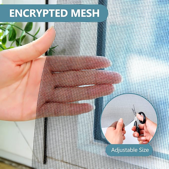 Window Screen Mesh for House Windows Screen Replacement Durable Fiberglass Mesh Screen Roll Adjustable 48"x100’ Door Repair Kit Easy to Install Suitable for Windows, Doors and Porches