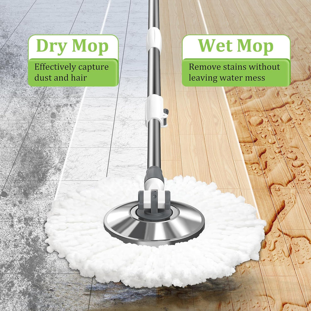 Mop and Bucket with Wringer Set for Home, Spin Mop and Bucket Mops for Floor Cleaning 61" Extended Handle with 6 Mop Head Replacement for Hardwood Tile Laminate Home Cleaning Tools