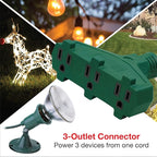 Clear Power 35 ft 3 Outlet Lawn & Garden Outdoor Extension Cord 16/3 SJTW, Green, Water & Weather Resistant, Flame Retardant, 3 Prong Grounded Plug, CP10194
