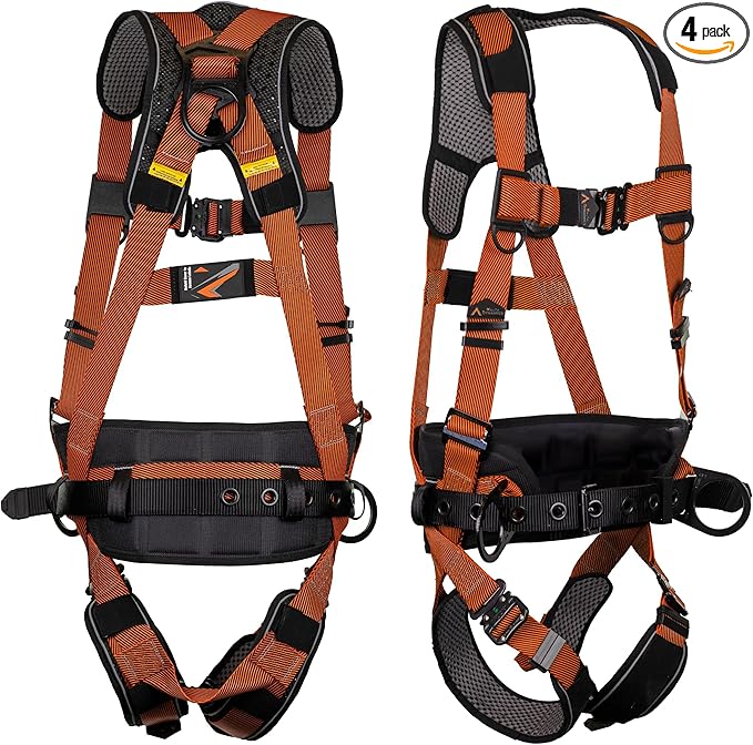 Malta Dynamics Warthog Comfort MAXX - Safety Harness for Construction – Fall Protection Equipment with Removable Belt and Lumbar Support, Side D-Rings, and Padding, OSHA & ANSI Compliant (S-M)