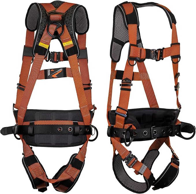 Malta Dynamics Warthog Comfort MAXX - Safety Harness for Construction – Fall Protection Equipment with Removable Belt and Lumbar Support, Side D-Rings, and Padding, OSHA & ANSI Compliant (L-XL)