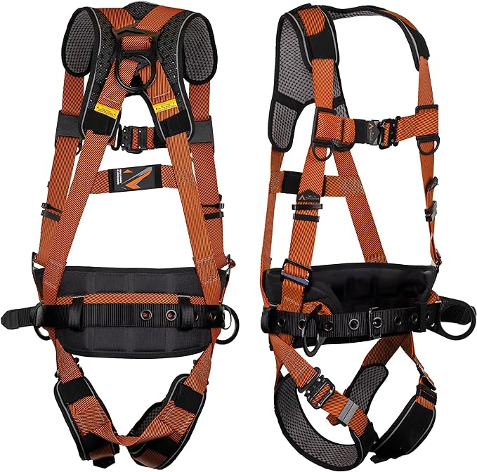 Malta Dynamics Warthog Comfort MAXX - Safety Harness for Construction – Fall Protection Equipment with Removable Belt and Lumbar Support, Side D-Rings, and Padding, OSHA & ANSI Compliant (S-M)