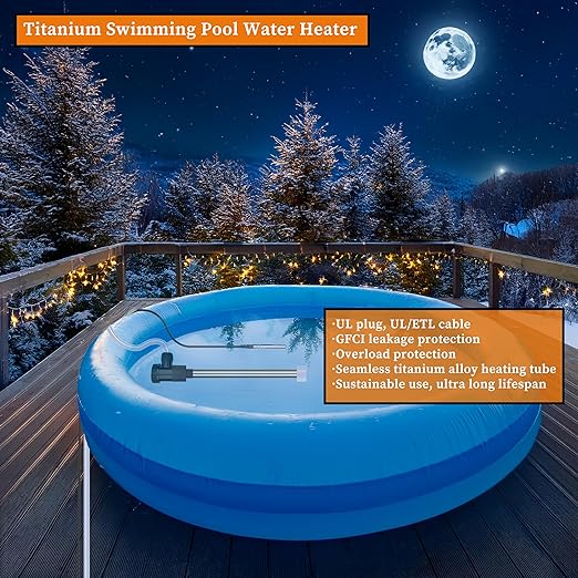 240V 3500W Titanium Fully Submersible, Electric Hot Tub & Pool Immersion Water Heater with Thermostat, GFCI for Bathtubs, Baptistry, spa tub, Above ground pool, baptismal & inflatable pool