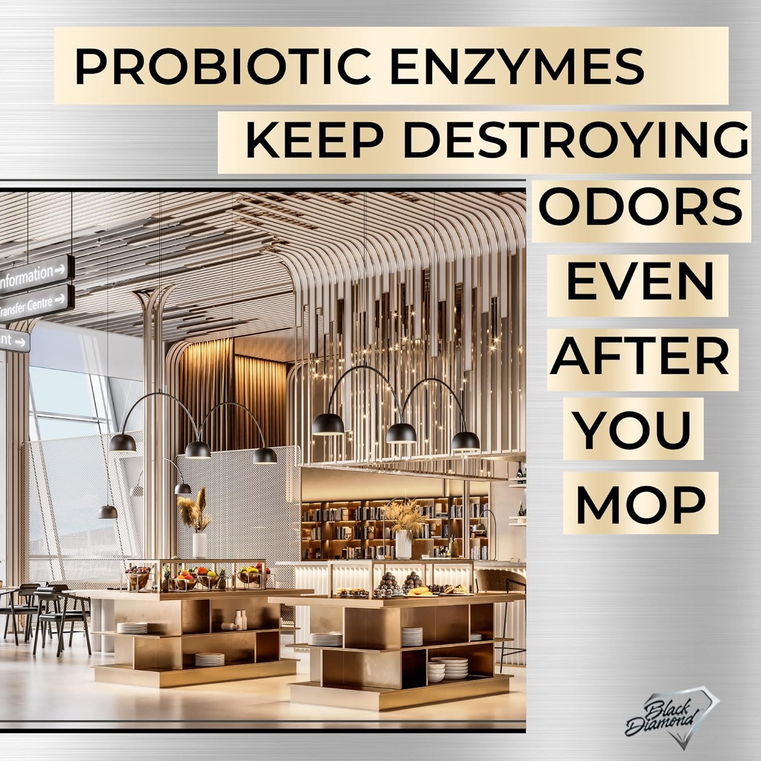 Restaurant Bio-Deodorizing Floor Cleaner Heavy Duty Commercial Concentrated Enzyme Degreaser and Odor Eliminator for Use in Mopping Bathroom, Kitchen, and Dining Room - 4 Gallons