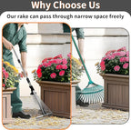 2 Packs Garden Rake for Leaves – Heavy Duty Metal Leaf Rake for Lawns with Adjustable Handle (33"-69") & Expandable Head (8"-15") – Durable for Lawn, Shrub, Garden Beds – Essential Gardening Tools