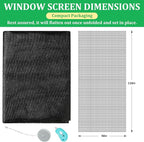 Windows Screen Replacement and Screen Door Repair Kit, 6Pcs Window Screen Fiberglass Mesh Kit - Window Screen & Screen Door Mesh & Screen Porch Repair Kit (Black, 48" x 118")