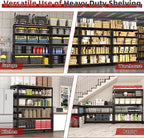5-Shelf Heavy Duty Shelving - Adjustable Garage Storage Shelves, Metal Utility Storage Racks for Warehouse Pantry Basement Kitchen, Garage Organizers Shelf Unit, Black