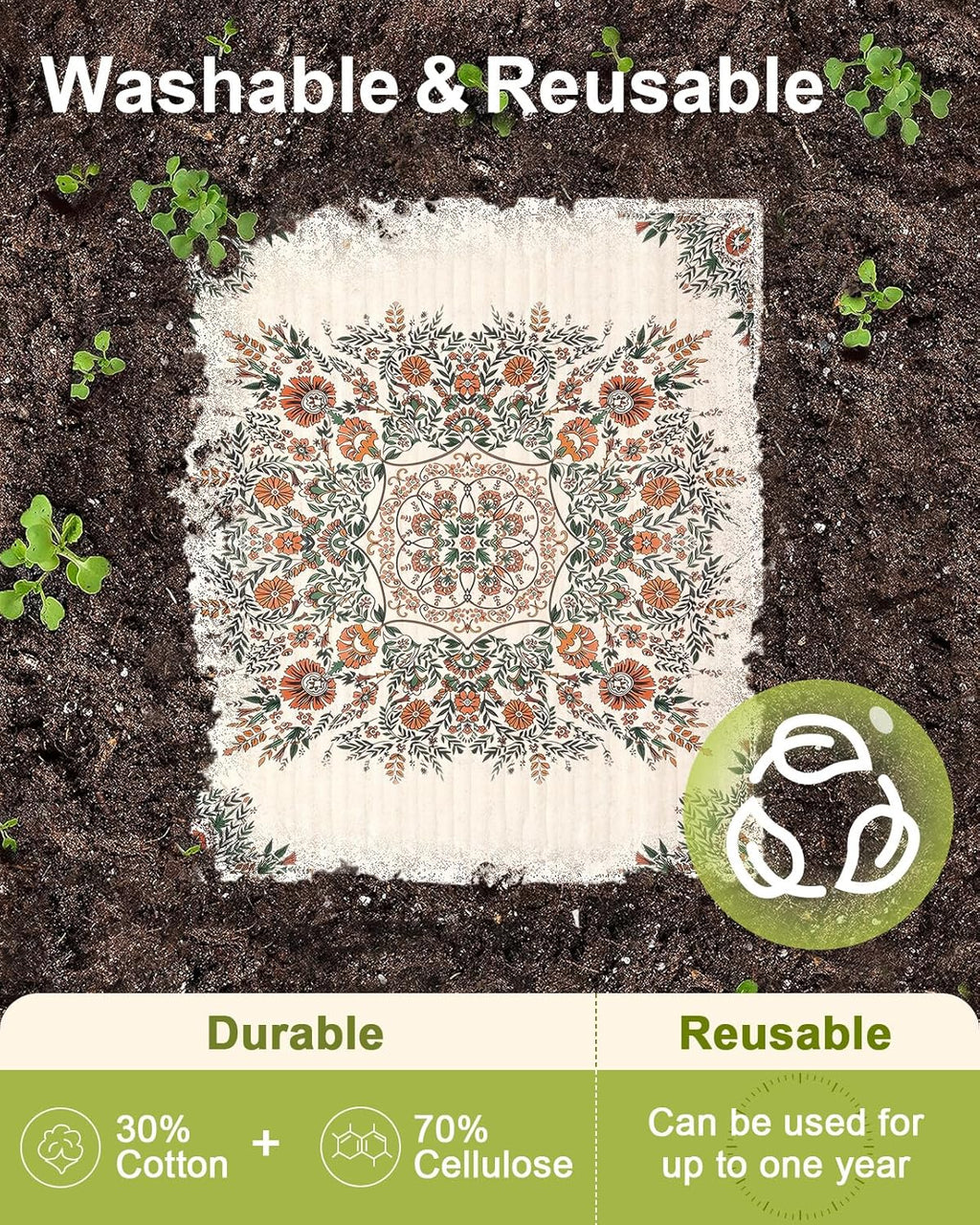 6 Pack Swedish Dishcloths for Kitchen - Reusable Dish Cloths for Washing Dishes Absorbent Cute Funny Kitchen Towels Cleaning Sponge, Bohemi