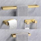 Lairuier Bathroom Hardware Accessories Set, Brushed Gold 4-Piece Bathroom Hardware Set Including Towel Bar,Towel Holder, Toilet Paper Holder, Towel Hook, Stainless Steel Bath Towel Bar Set