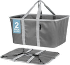 CleverMade Collapsible Laundry Tote - Charcoal Gray 2-Pack 50L - Foldable Storage Organization Container for Clothes Laundry Room Storage Solution