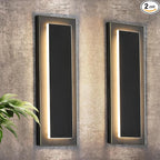 tewei 2 Pack LED Outdoor Wall Lights, 15.7'' Modern Outdoor Indoor Wall Sconce Large Exterior Lighting Fixtures Outside Front Door Lights for House, Hallway, Warm White 3000K, Black with Gold Finish