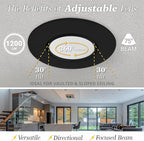 NUWATT 6 Inch 6 Pack Black Trim Retrofit Gimbal LED Recessed Downlight, High Lumen, 1200lm, 16W, Selectable 5CCT 2700K/3000K/3500K/4000K/5000K Dimmable, Adjustable Lens Eyeball Light, ETL Listed