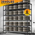 REIBII 83"H Storage Shelves 3840LBS Metal Shelving Unit Garage Shelving Heavy Duty 6 Tier Commercial Adjustable Wire Shelving for Storage Rack for Pantry, Garage, Kitchen, 83"H x 55.5"W x 18"D, 2PCS
