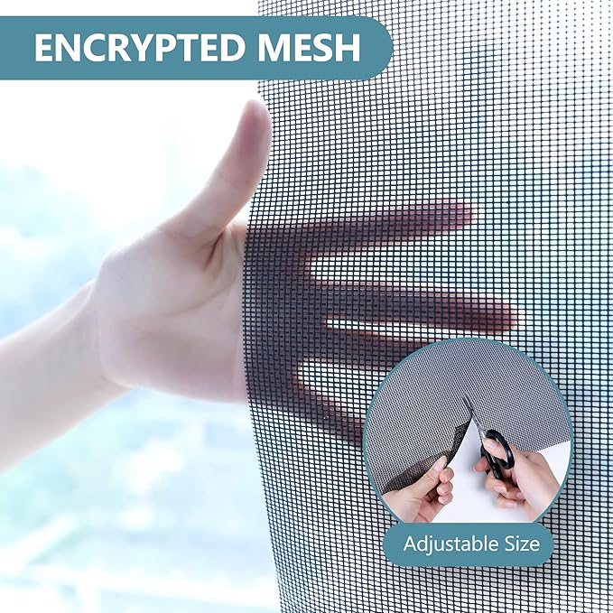 Pet Screen Replacement Door Repair Kit 36''x50' Thicken Charcoal Fiberglass Pet Screen Mesh Scratch- Against for Families with Cat or Dog Suitable for Windows, Doors and Porches