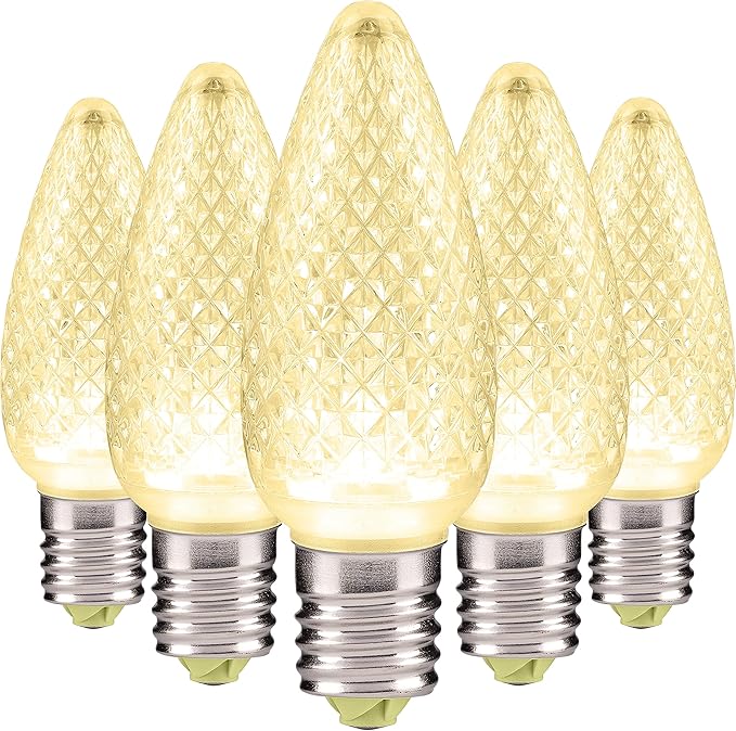 HLO Lighting Set of 500 Warm White C9 Faceted LED Christmas Light Bulbs for Indoor & Outdoor Use | Durable Replacement Bulbs
