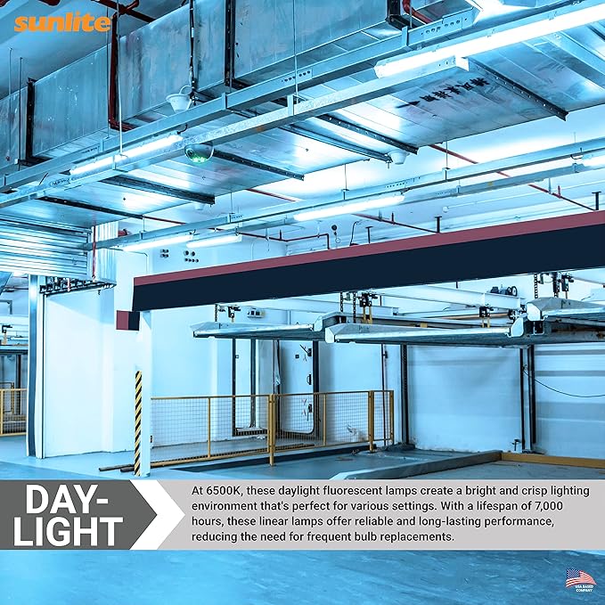 Sunlite F15T8/D 18-Inch T8 Linear Fluorescent Lamp, 15 Watts, 560 Lumens, 6500K Daylight, Medium G13 Bi-Pin Base, ROHS Compliant, 30 Pack