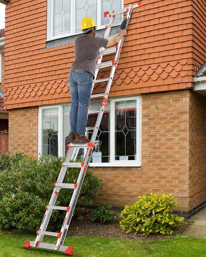 Ladder, A Frame 5 Step Ladder Extension, 17 Ft Anti-Slip Multi Position Ladder, Storage Folding Ladder, 330 lbs Security Load Telescoping Aluminum Ladders for Stairs Home Indoor Outdoor Roof