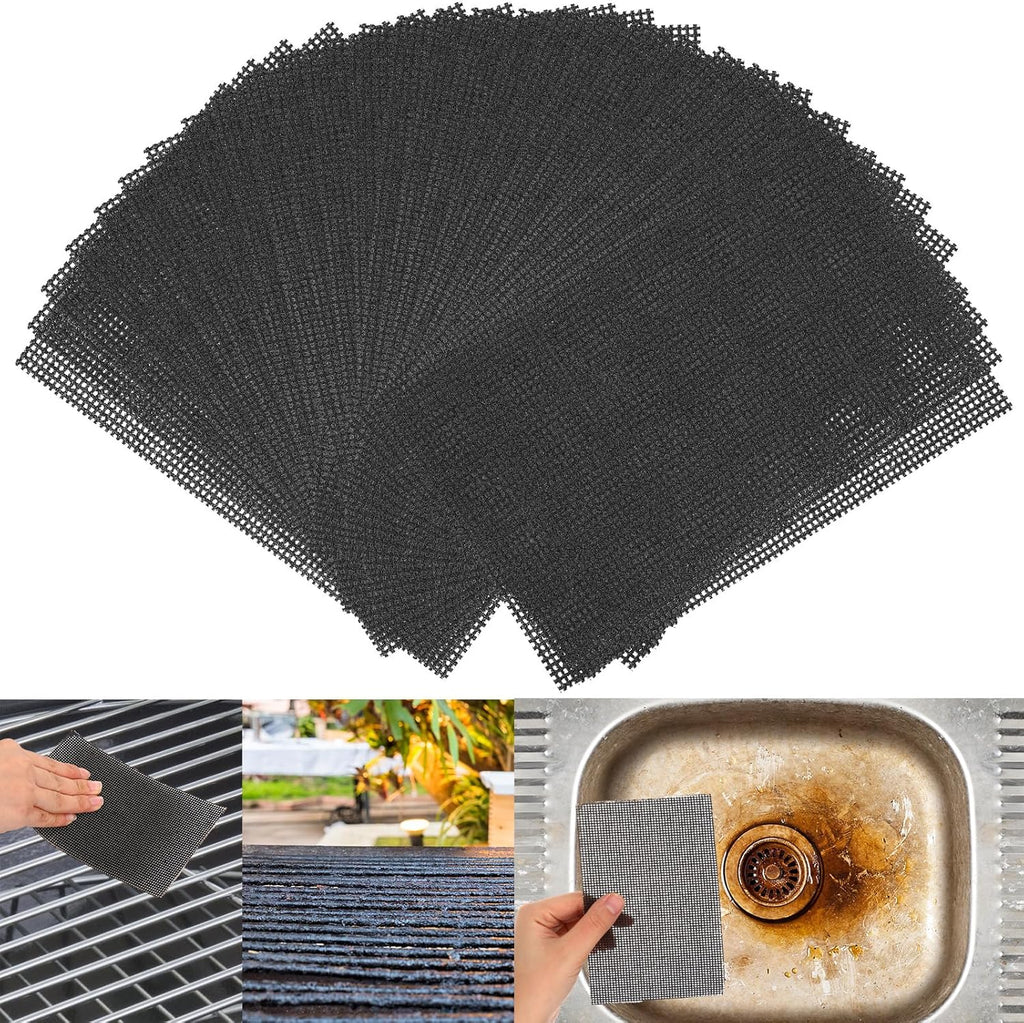 Hicarer 50 Pcs Flexible Scrubbing Screen for Household Cleaning 5.5" x 4" Scrubber Flexible Scouring Mesh Pad Cleaning Abrasive Grit Screen for Remove Carbon Rust Scale