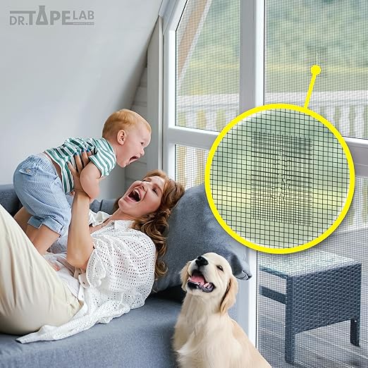 Grey Window Screen Repair Tape, 4 in X 15 FT, Screen Repair Kit for Windows or Doors, Strong Adhesive Patch Kit Fiberglass Mesh Tape