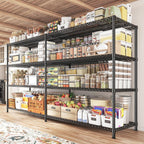 REIBII 81.5''W Storage Shelves 3680LBS Garage Shelving Heavy Duty 4 Tier Metal Shelving Unit Adjustable Wire Shelf and Storage Pantry Shelves for Kitchen Garage, 81.5Wx23.62Dx70.86H，Black, 2PCS