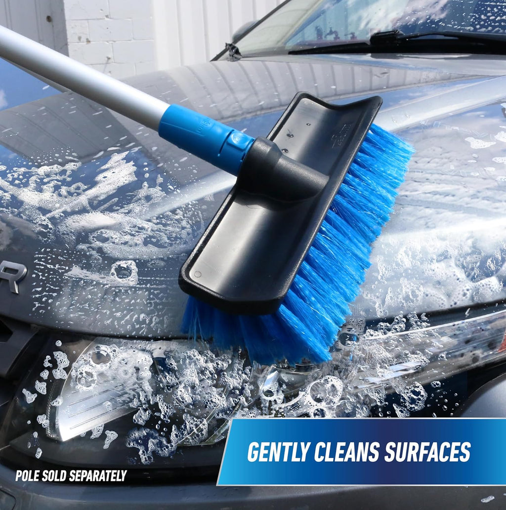 Unger Professional Lock-On HydroPower 10” Bi-Level Soft Wash Brush, Compatible with Waterflow Poles, Outdoor Cleaning Supplies, Great for Patios, Siding, Windows, Cars, and Boats