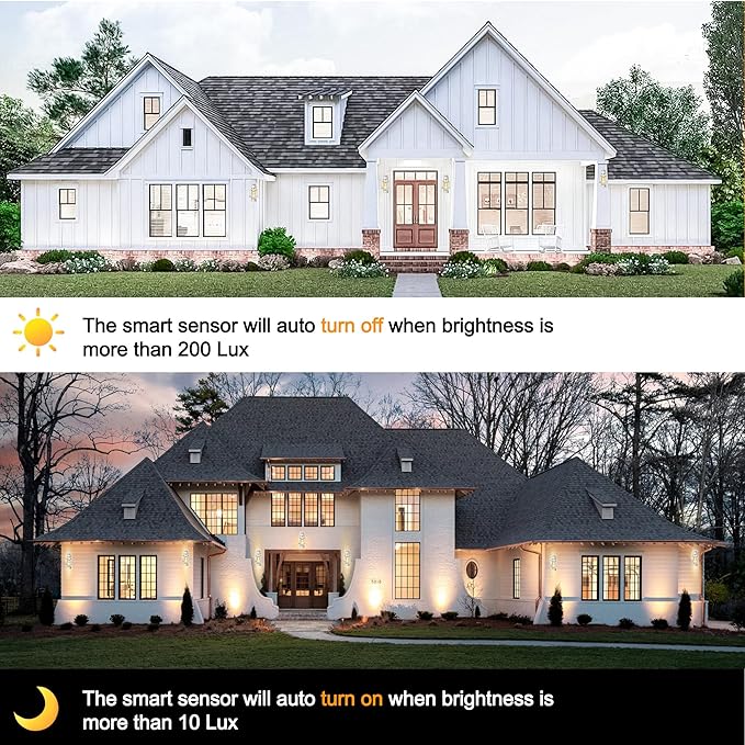 PARTPHONER Modern Outdoor Light Fixtures Dusk to Dawn Outdoor Lighting 2 Pack, 15" Exterior Wall Sconce Waterproof Outside Porch Light for House with Water Glass for Garage Doorway Silver