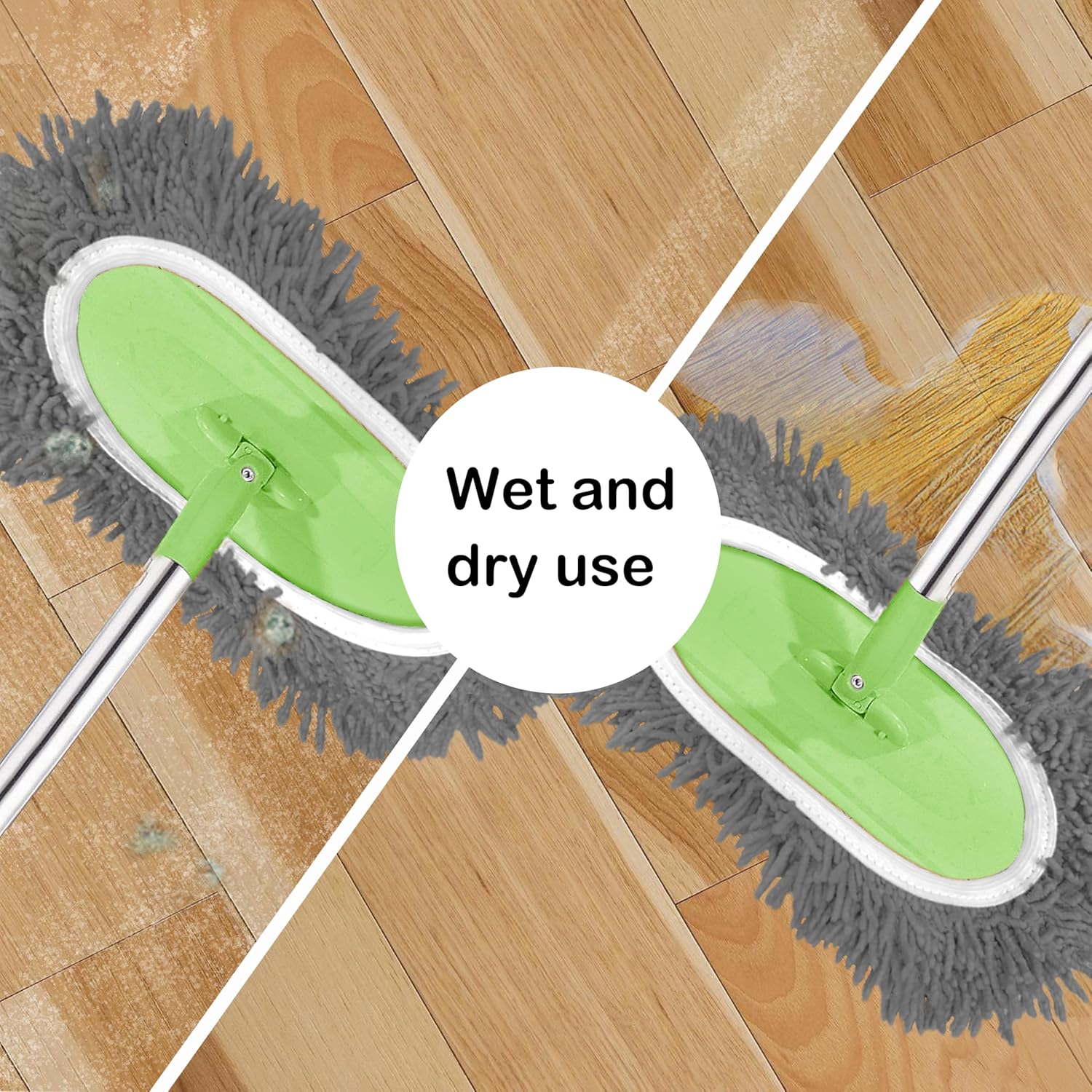 Reusable Microfiber Chenille Mop Pads Compatible with Swiffer Sweeper, Dry Sweeping Cloths & Wet Mopping Cloths, Refills for Hardwood Surface Floor Cleaning, 4 Pack (Grey)