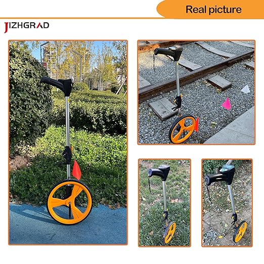 Measuring Wheel Digital Display ±0.3% High Accuracy, 12.5 '' Foldable Distance Measuring Wheel in Feet/Meter, 0.98 Inch Diameter Steel Pipe, Can Store 5 Datas, with Rainproof Backpack