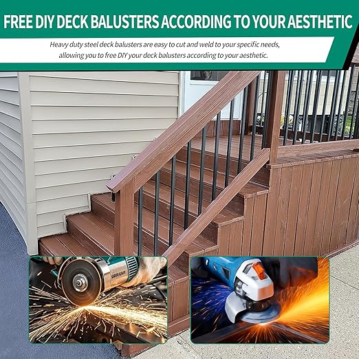 Black Metal Deck Balusters 32", Deck Railing and Indoor Stairs Railing,Hollow Rectangular Stair Railing with Screws for Deck Railing and Outdoor Porch-25Pack