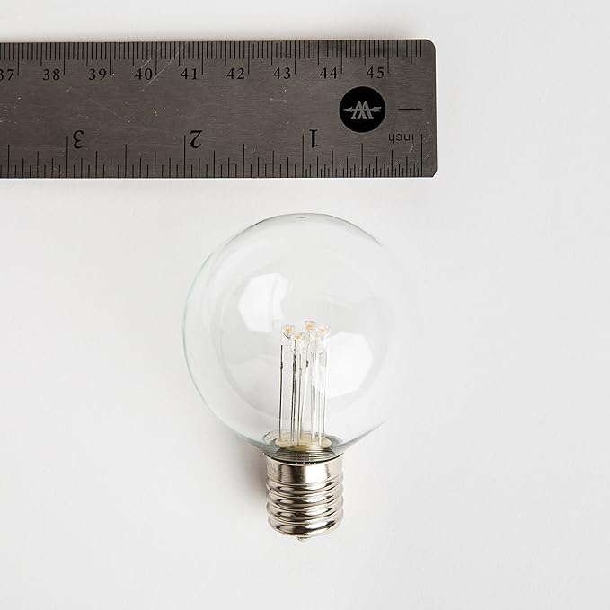 Hometown Evolution, Inc. 25 Foot C9 Commercial LED G50 Globe String Lights with 20 LED G50 Clear 2 Inch .6 Watt Bulbs and White Wire