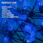 HLO Lighting Set of 500 Blue C9 Faceted LED Christmas Light Bulbs for Indoor & Outdoor Use | Durable Replacement Bulbs