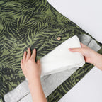 Linen Hanging Laundry Bag, 100% Linen Leaf Print Over The Door Laundry Hamper with Buttons and Zipper, Space Saving Door Hampers for Laundry Dirty Clothes Home Travel, Green, 19.7x27.5inches