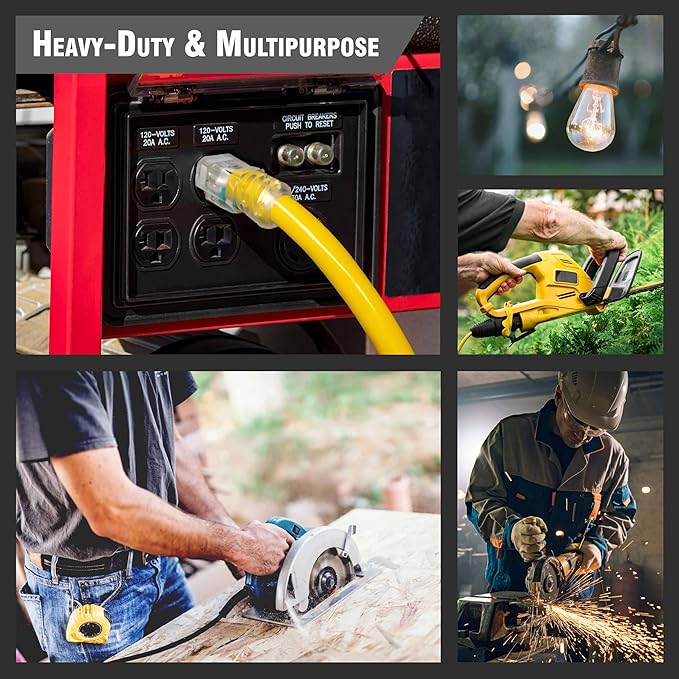 Outdoor Extension Cord Waterproof (75 ft) 12 Gauge Heavy Duty Extension Cord Splitter - Lighted Outdoor Extension Cords with Multiple Outlets - Watts Wire - 75' Grounded - extensiones electricas