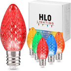 Holiday Lighting Outlet Faceted C7 Christmas Lights | Multi-Colored LED Light Bulbs Holiday Decoration Warm Christmas Decor for Indoor & Outdoor Use | 2 SMD LEDs in Each Light Bulb | Set of 25