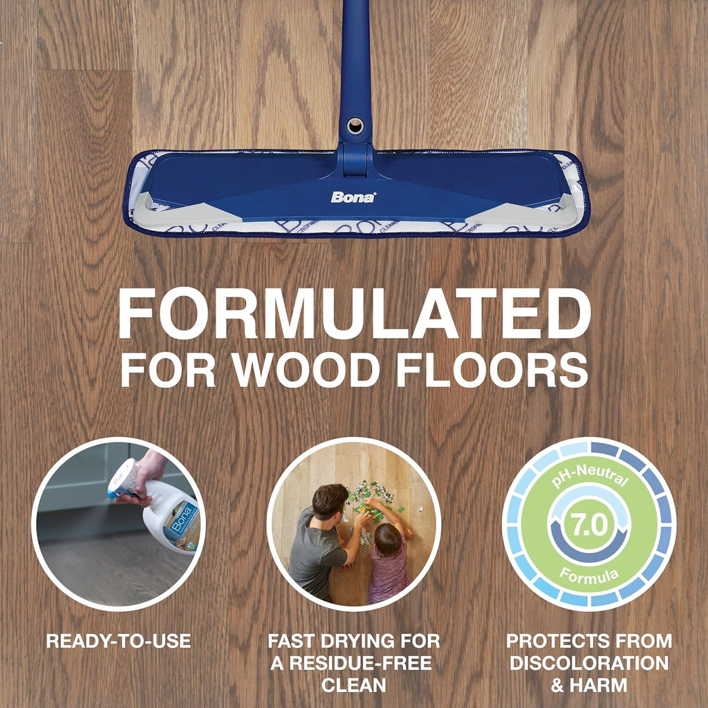 Bona PowerPlus Hardwood Floor Deep Cleaner Spray - 32 fl oz - Refillable - Oxygenated Formula and Residue-Free Floor Cleaning Solution - for Wood Floors