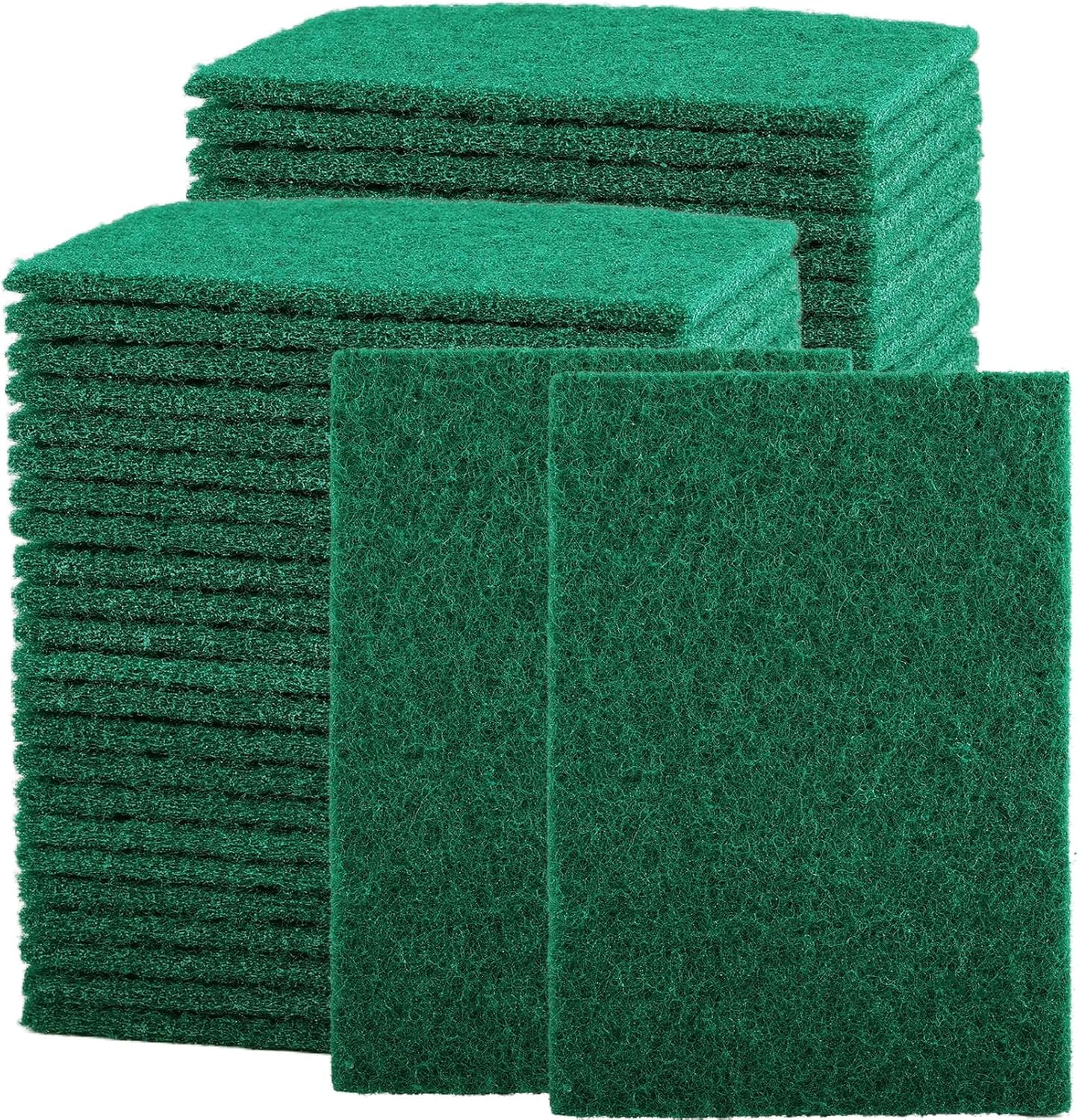 50 Pcs Scouring Pads,Heavy Duty Scour Pads,Non Scratch Scouring Pads,Dish Scrubber Scrubber Pads,Reusable Green Scrub Pads for Household Dishes Kitchen Sink Scrubbers & Metal Grills,4x6in