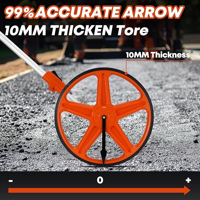 SILVEL 12 Inch Measuring Wheel, MAX9999FT Measuring Wheel in Feet and Inches, One key to Zero Rolling Tape Measuring Wheels, Orange