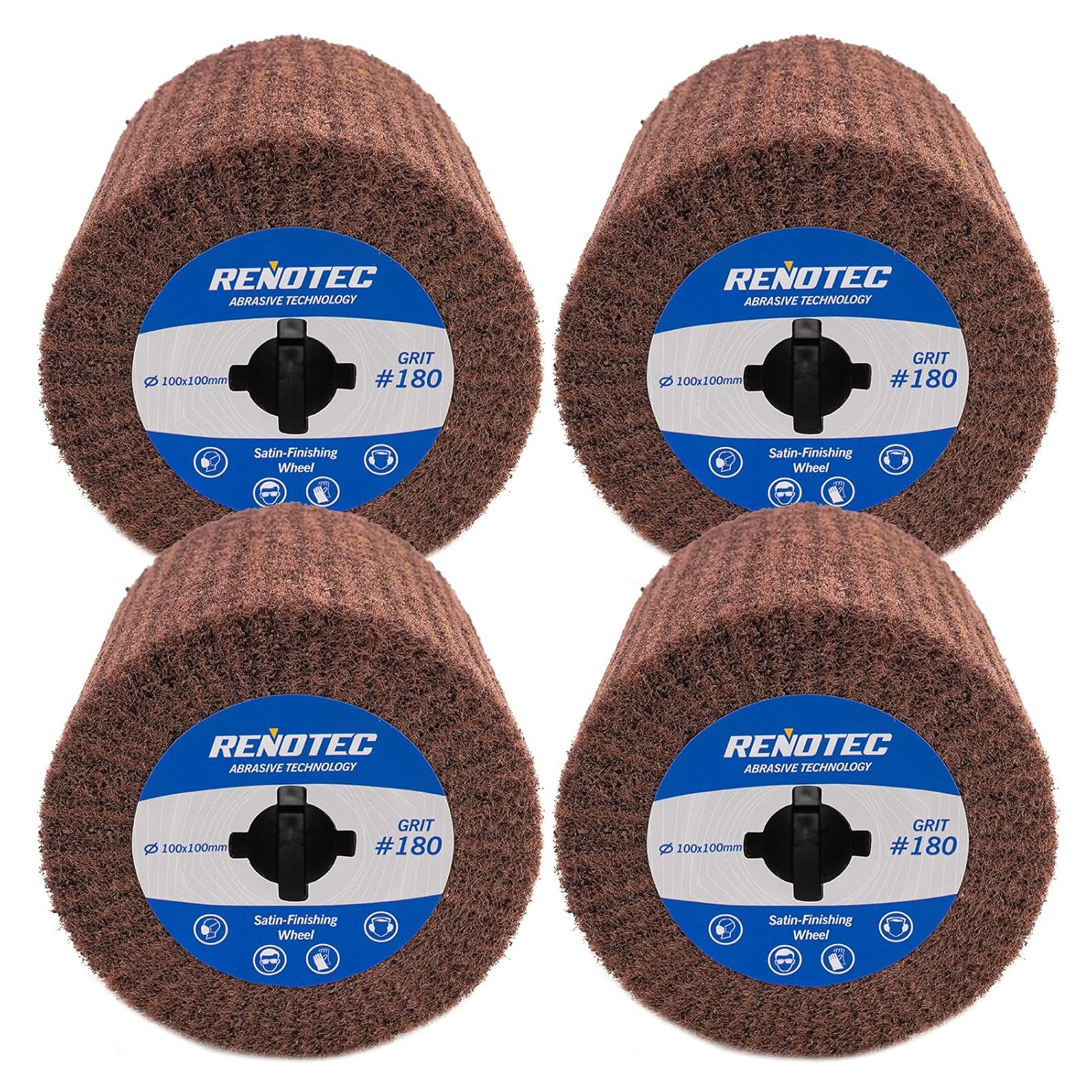 4" Burnishing Drum, 100x100mm, Fine Grit 180, A/O, for Metalwork Surface Polishing