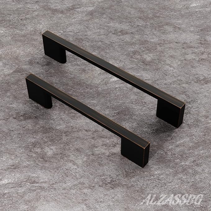 Alzassbg 10 Pack Oil Rubbed Bronze Cabinet Pulls, 6.3 Inch(160mm) Hole Centers Rectangle Cabinet Handles Kitchen Pulls for Drawers and Cabinets AL3051ORB