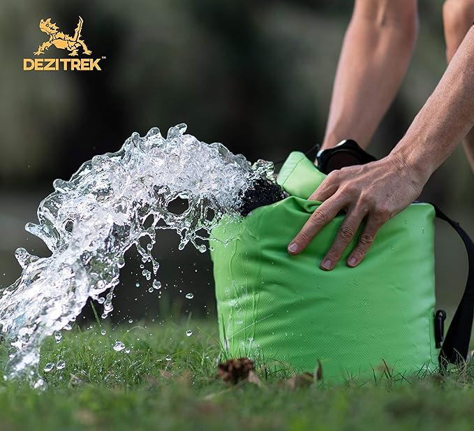 One Hand Wash Bag and Plunger Set - Off Grid Washing Machine Non Electric for Camping Travel | Eco Friendly Portable Manual Clothes