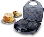Pizzelle Maker with Non-Stick Coating, Electric Pizzelle Cookie Baker Press with Snowflake Pattern, Make Two 4 Inch Traditional Italian Waffle Cookies at Once, Recipe Included