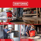 CRAFTSMAN CMXEVBE17596 20 Gallon 6.5 Peak HP Heavy Duty Wet/Dry Shop Vacuum with Filter, Dust Bag, Hose, Attachments and CMXEVBE17678 1.75 Peak HP Wet/Dry Shop Vac Powerhead with Filter Bag and Hose