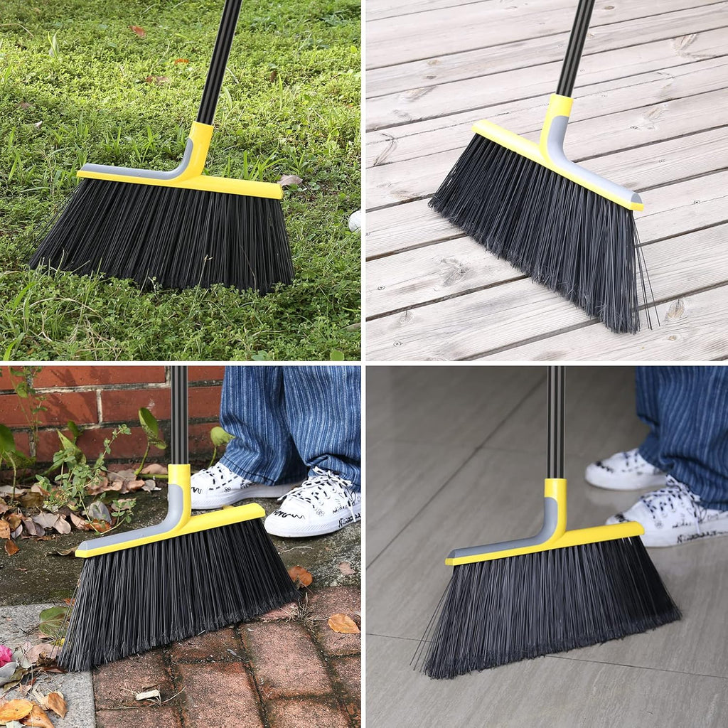 4 Packs Outdoor Broom for Floor Cleaning with 58" Long Handle, Heavy-Duty Commercial Brooms for Sweeping Indoor Outdoor Courtyard Restaurant Garage Patio Decks Mall Market Kitchen Office Lobby Shop