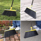 4 Packs Outdoor Broom for Floor Cleaning with 58" Long Handle, Heavy-Duty Commercial Brooms for Sweeping Indoor Outdoor Courtyard Restaurant Garage Patio Decks Mall Market Kitchen Office Lobby Shop