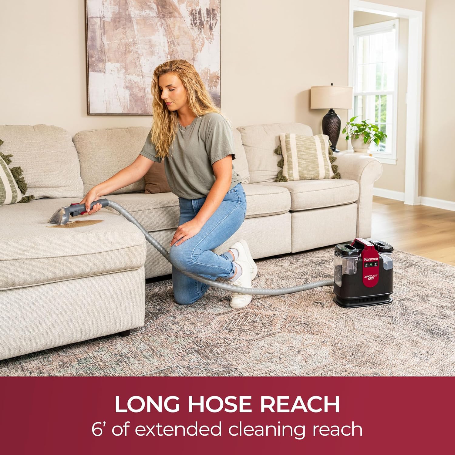 Kenmore KW1050 SpotLite™ Go Portable Heated Carpet & Upholstery Spot Cleaner, 16Kpa Power Suction with Versatile Tools for Pets, Area Rugs and Couches