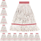 Matthew Cleaning Pack of 12 Heavy Duty Commercial White Mop Head Replacement for General and Floor Cleaning,Wet Industrial Blend Cotton Looped End String Head Refill