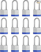 Lock, 1-9/16" (40mm) Laminated Keyed Padlocks, keyed Alike Locks, 2 inch Long Shackle Locks- Pack of 12