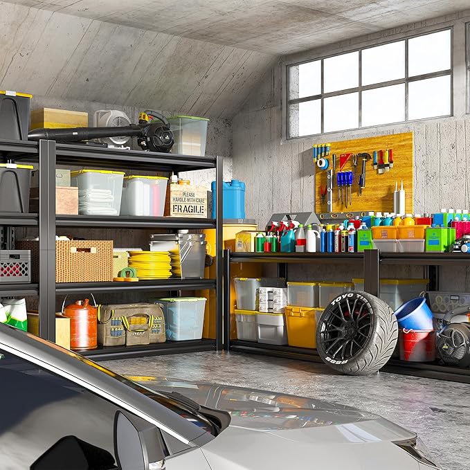 Raybee 40" W Garage Shelving 2000 LBS Storage Shelves 4 Tier Heavy Duty Shelving Adjustable Metal Shelves for Garage,Basement, Warehouse, 40" W x19 D x57 H