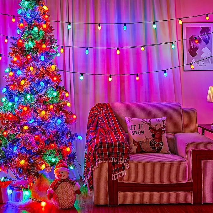 Brightown C9 LED Replacement Christmas Bulbs, 25 Pack Multicolor Shatterproof C9 Bulbs, Waterproof Commercial LED Holiday Bulb for Christmas String Light, E17 Intermediate Base, Dimmable